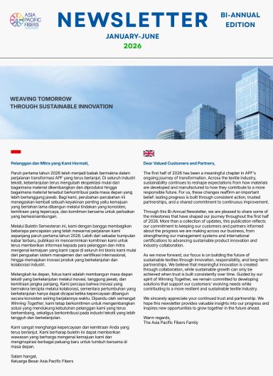APF Bi-Annual Newsletter January–June 2026 cover featuring sustainable innovation